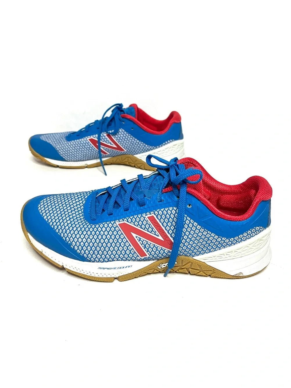 Men’s New Balance Minimus 40 Cross -Training Sneakers in Blue, Red, White- Sz 8.